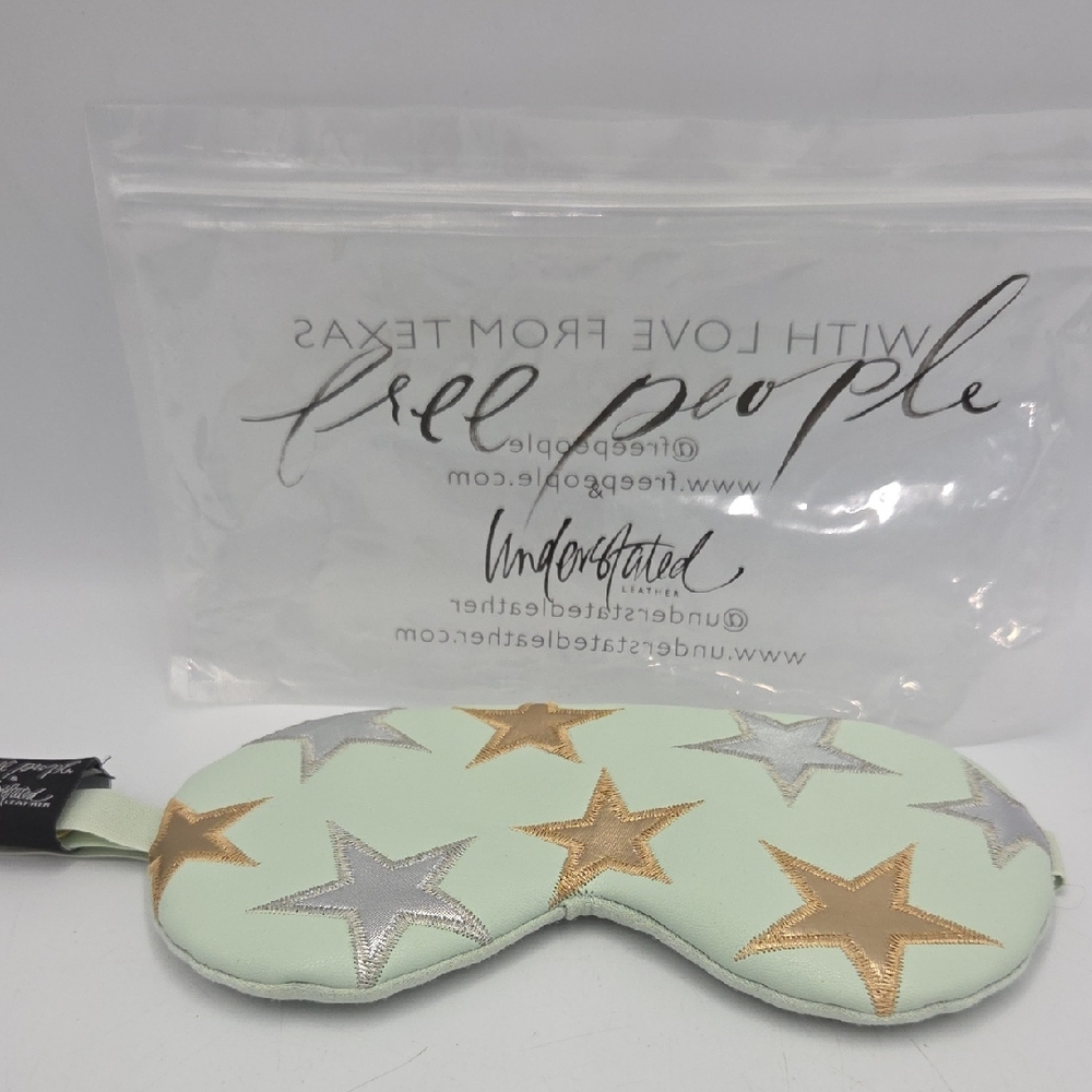 Free People Mint Green Eye Mask with Gold and Silver Stars